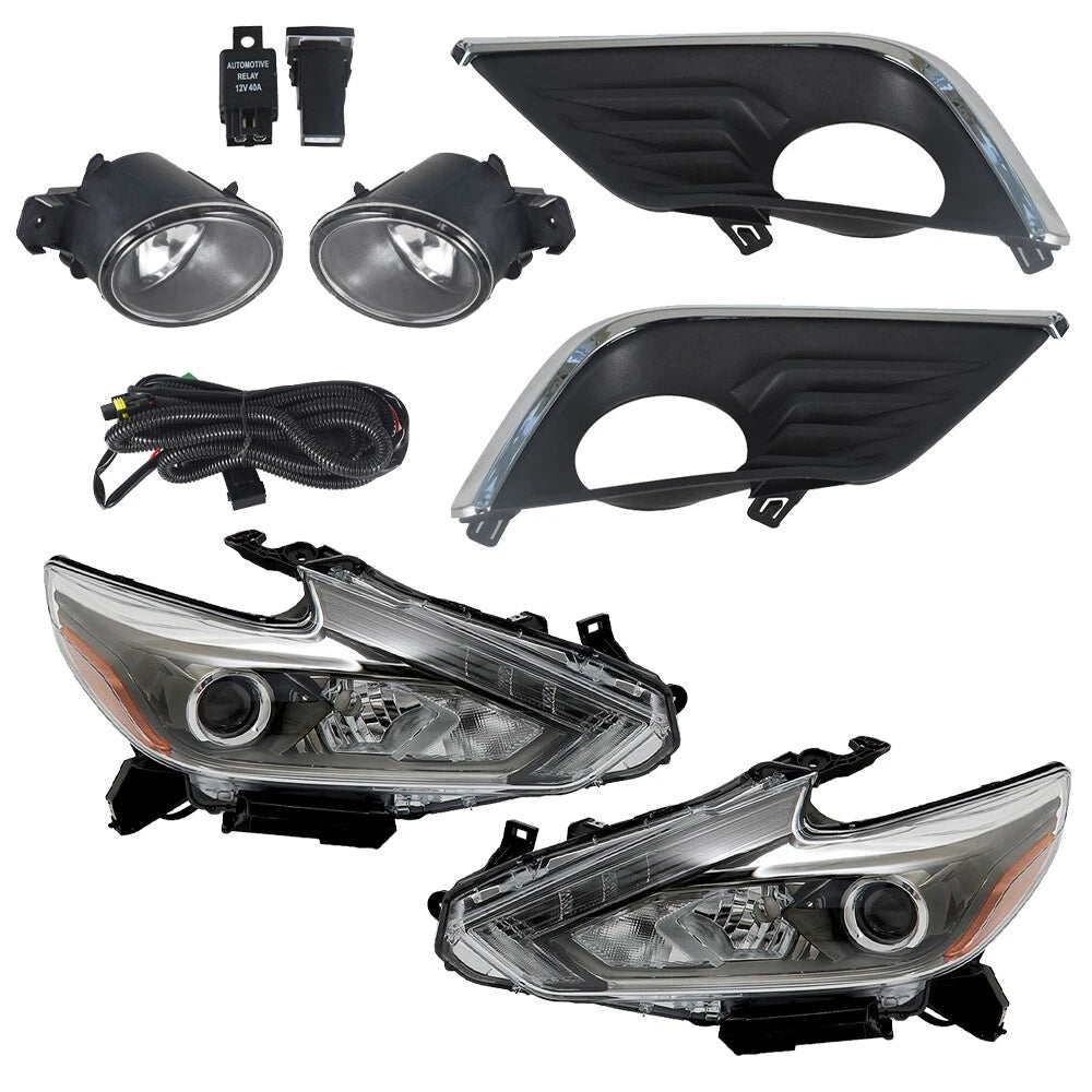 RH+LH Fog Lights & Headlights Projector for Nissan Altima (2016–2018)