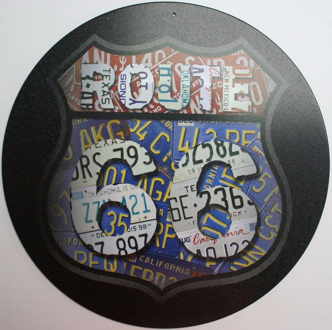 Vintage Route 66 Tin Metal Sign License Plate Tag