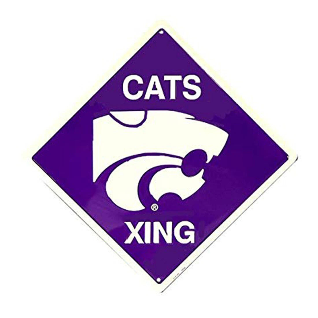 Metal Cats Xing Crossing Sign for Kansas State Wildcats (12"x12")