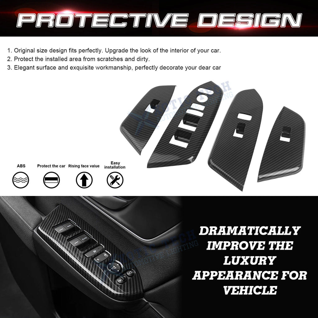 Carbon Fiber Black Inner Window Switch Panel Trim for Honda CR-V (2017-2022)