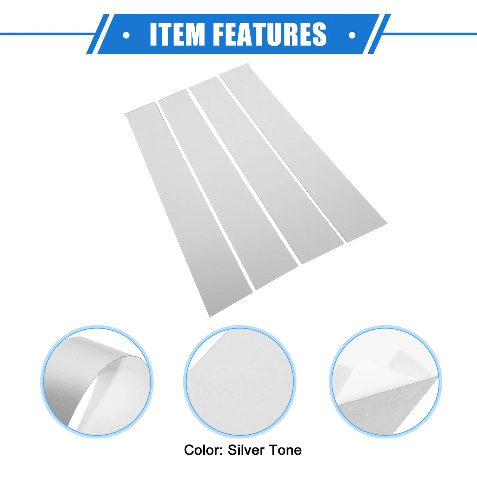 4 x Pillar Door Window Trim Covers for Dodge Ram 1500 (2009-2010) Silver Tone