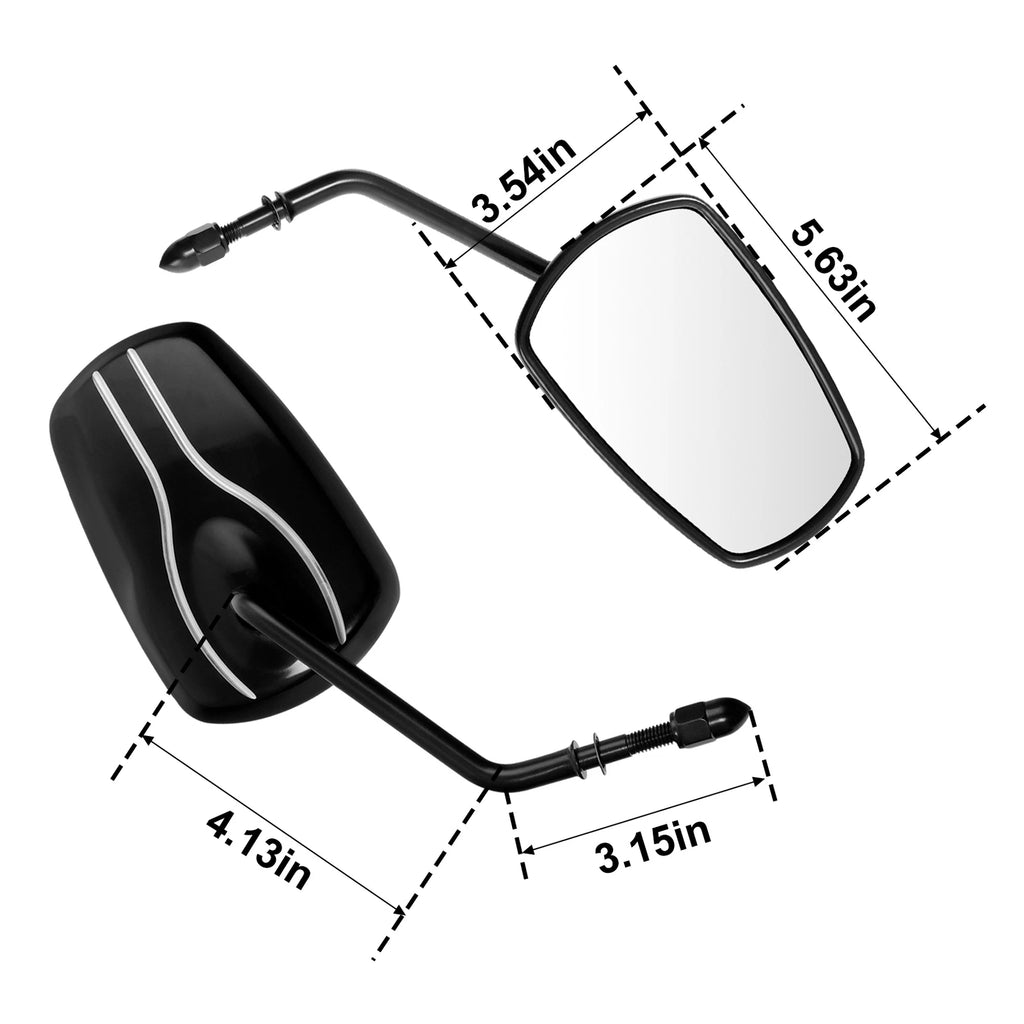 8mm Black Rear View Mirrors for Harley Road, Electra, Street Glide, Sportster