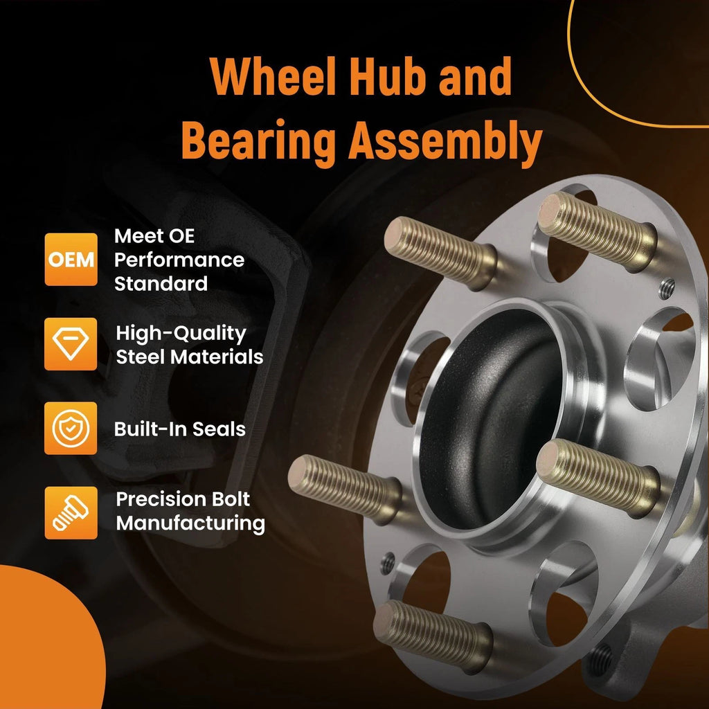 2pc Rear Wheel Hub Assembly for Acura ILX (2013–2018) BR930862 5-Bolt FWD