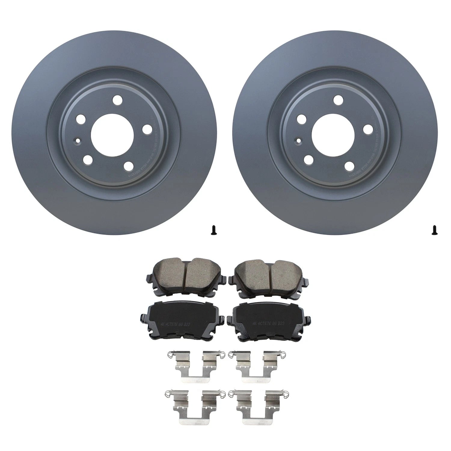 Set of 4 Hella Rear Rotors & Akebono EURO Ceramic Disc Brake Pads for Audi Q5 S4 S5