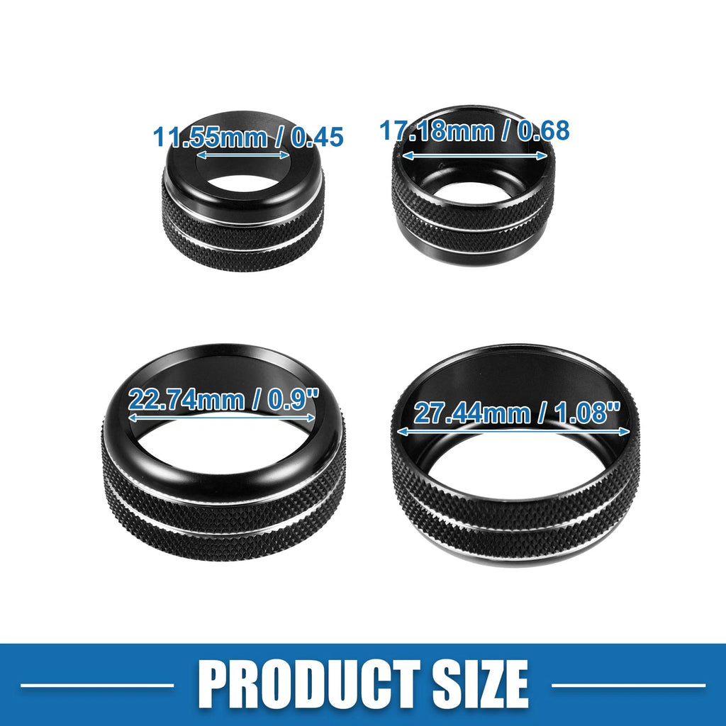Set of 3 Console AC Audio Volume Knob Ring Covers for BMW F20 F22 F30 F31 Black