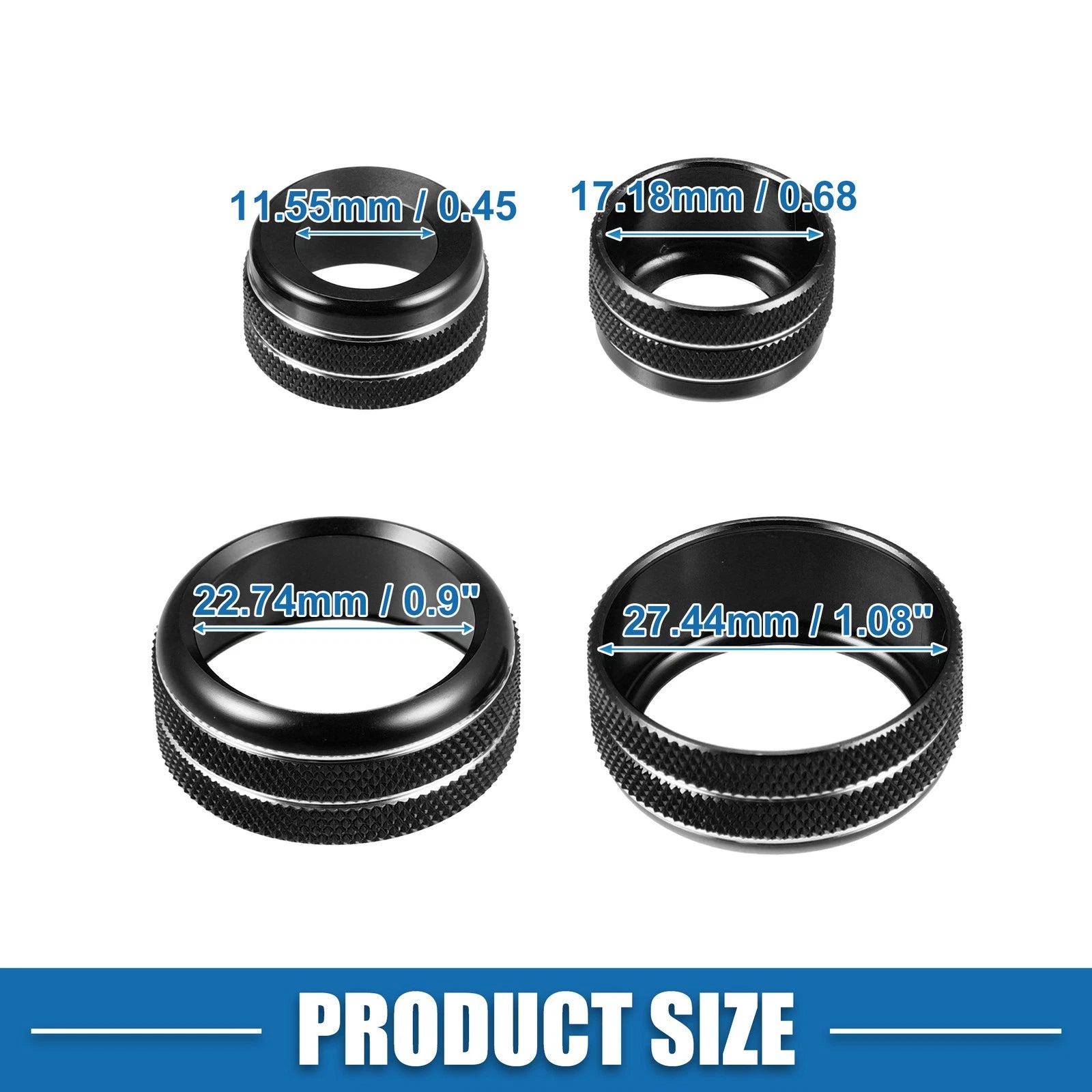 Set of 3 Console AC Audio Volume Knob Ring Covers for BMW F20 F22 F30 F31 Black