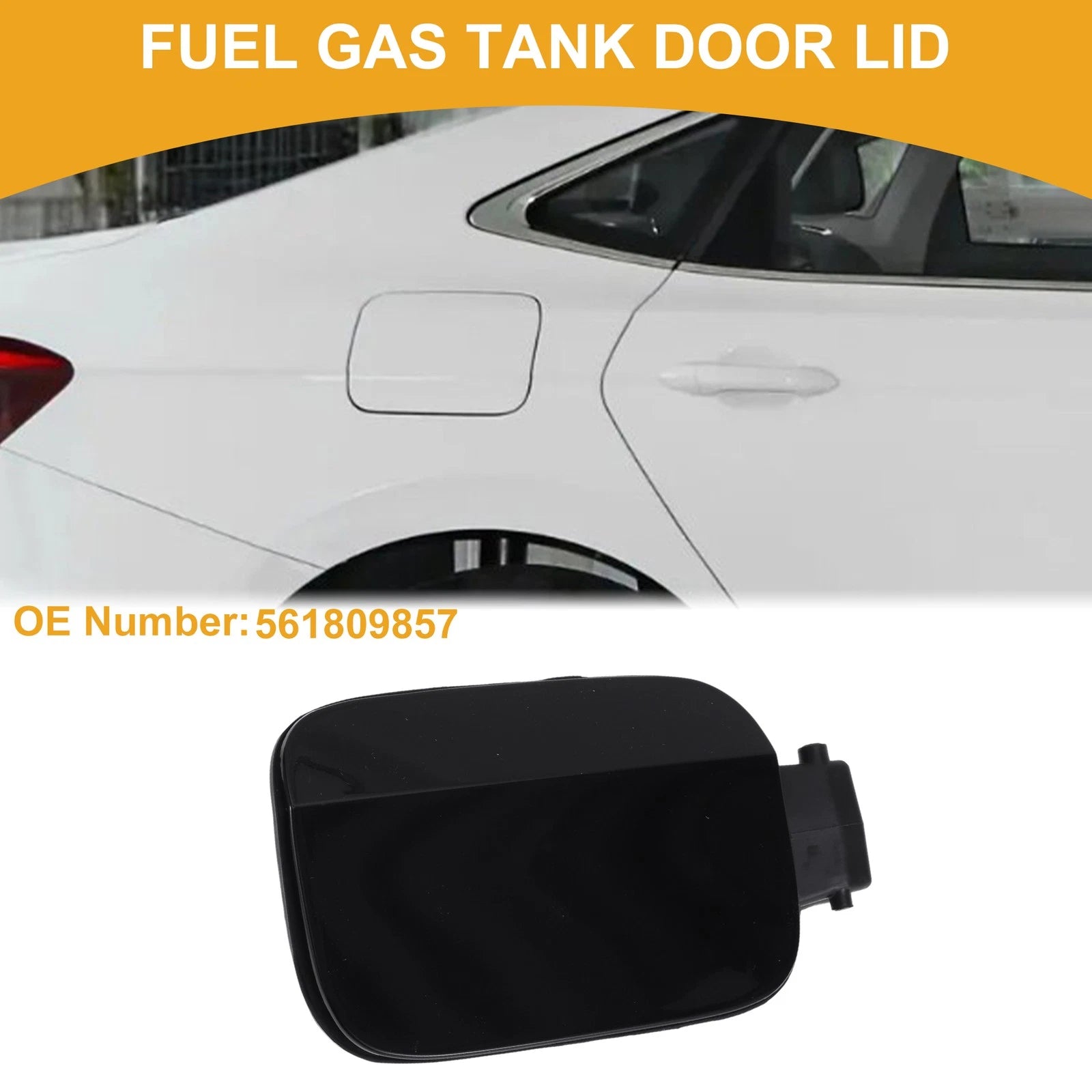 Fuel Tank Door Cap for Volkswagen Passat (2011–2018) Bolt Type No.561809857 Black