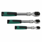 Set of 3 Extendable Ratchet Socket Wrenches 1/4 3/8 1/2 Drive