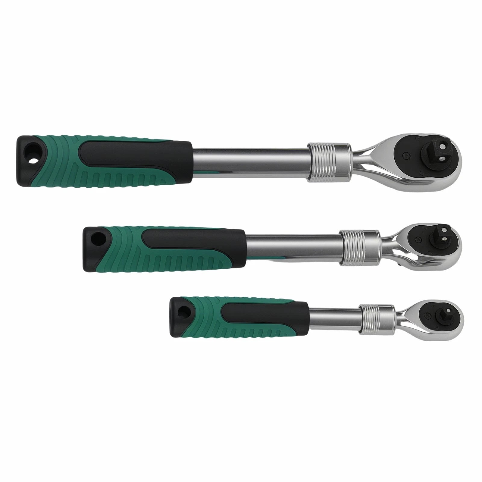 Set of 3 Extendable Ratchet Socket Wrenches 1/4 3/8 1/2 Drive