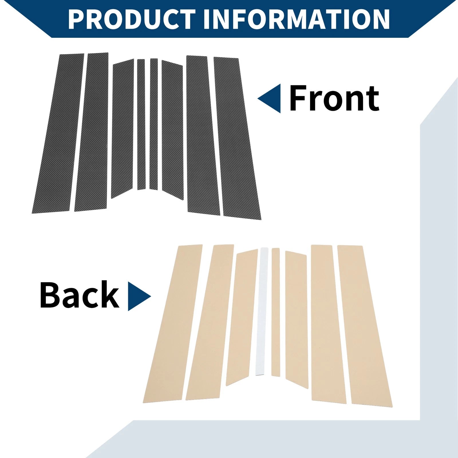 8pcs Door Pillar Window Trim for Ford Territory (2019–2021) Carbon Fiber Black