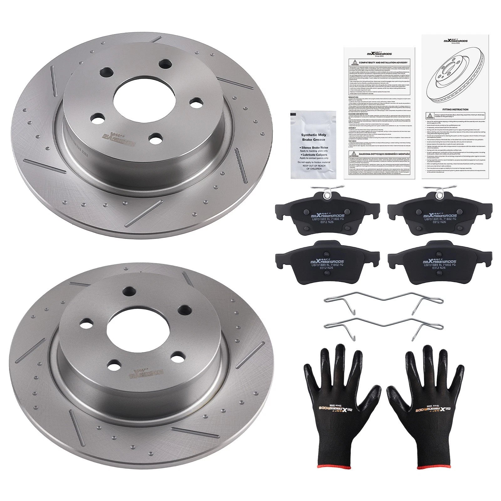 Rear Solid Brake Rotors & Ceramic Pads for Ford Transit Connect (2014–2018) S-54193