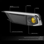Fog Light Set for Honda Civic Coupe Sedan (2019–2020) Amber Lens w/Bezel+Switch
