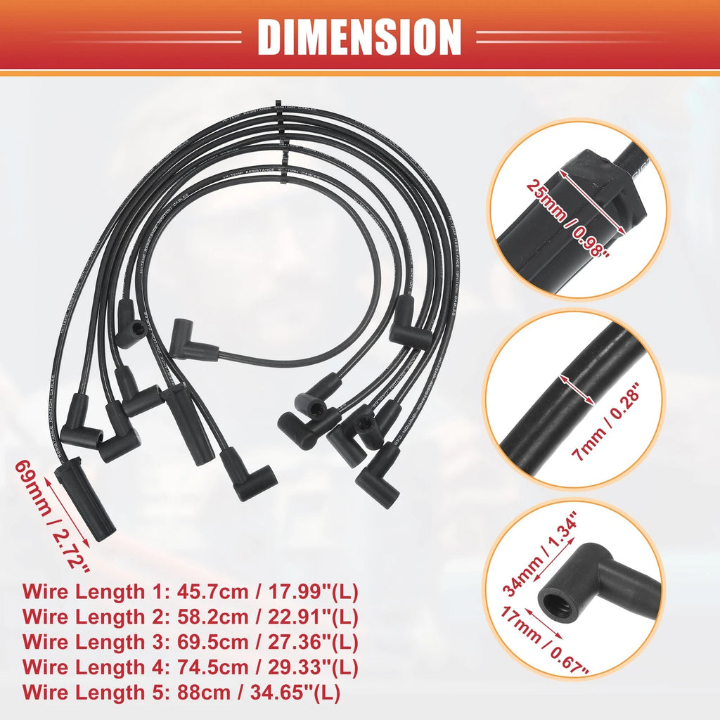 7 Pcs Spark Plug Wire Ignition Coil Cable No.12074078 for Chevrolet Astro (1985–1995)