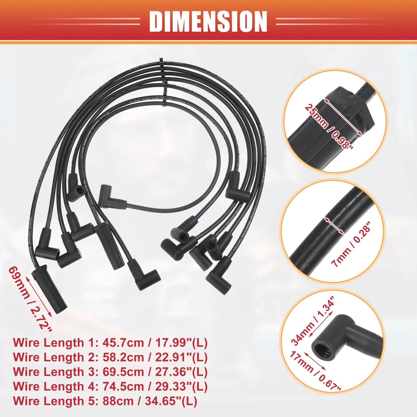 7 Pcs Spark Plug Wire Ignition Coil Cable No.12074078 for Chevrolet Astro (1985–1995)