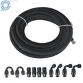 Set of 10 E85 PTFE Fuel Hose Lines with Fittings - 20FT, Black Nylon