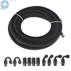 Set of 10 E85 PTFE Fuel Hose Lines with Fittings - 20FT, Black Nylon