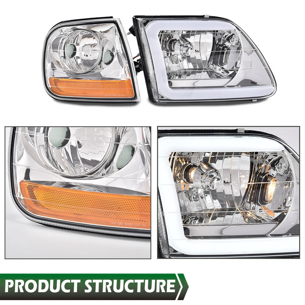 Clear LED DRL Headlights for Ford F150/Expedition (1997–2003)