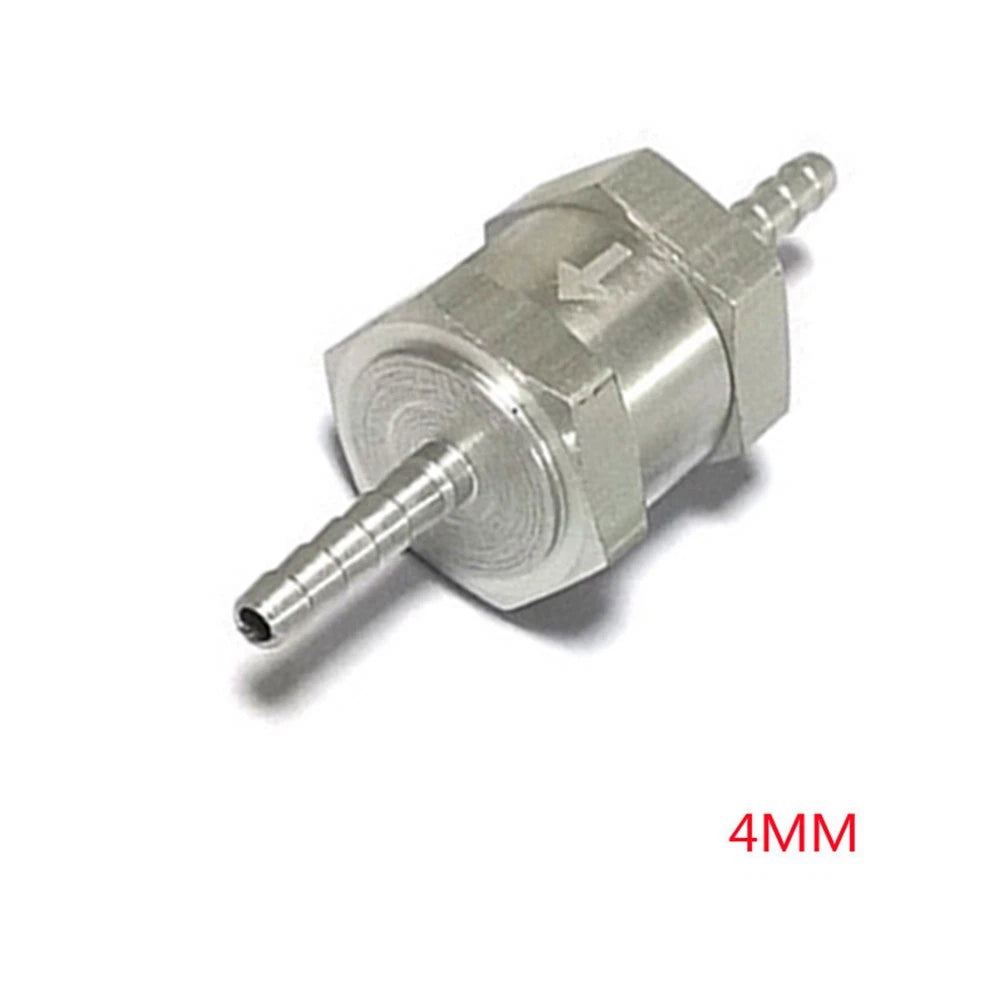 4MM One Way Check Valve for Gas or Diesel Fuel (Silver Aluminum)
