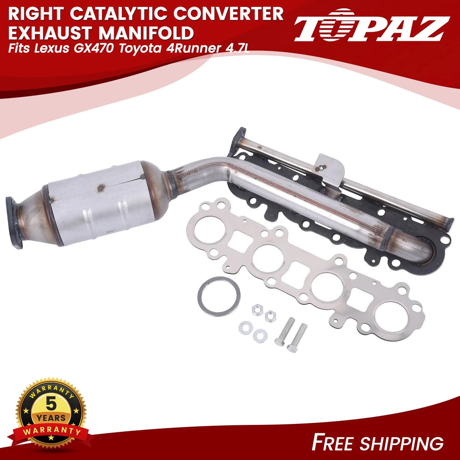Right Catalytic Converter for Lexus GX470 Toyota 4Runner (2003–2009)