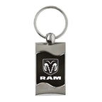 Logo on Black Rectangular Wave Keychain - Officially Licensed for Dodge RAM