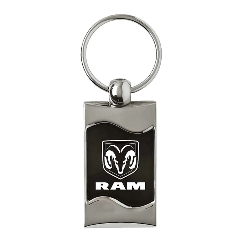 Logo on Black Rectangular Wave Keychain - Officially Licensed for Dodge RAM