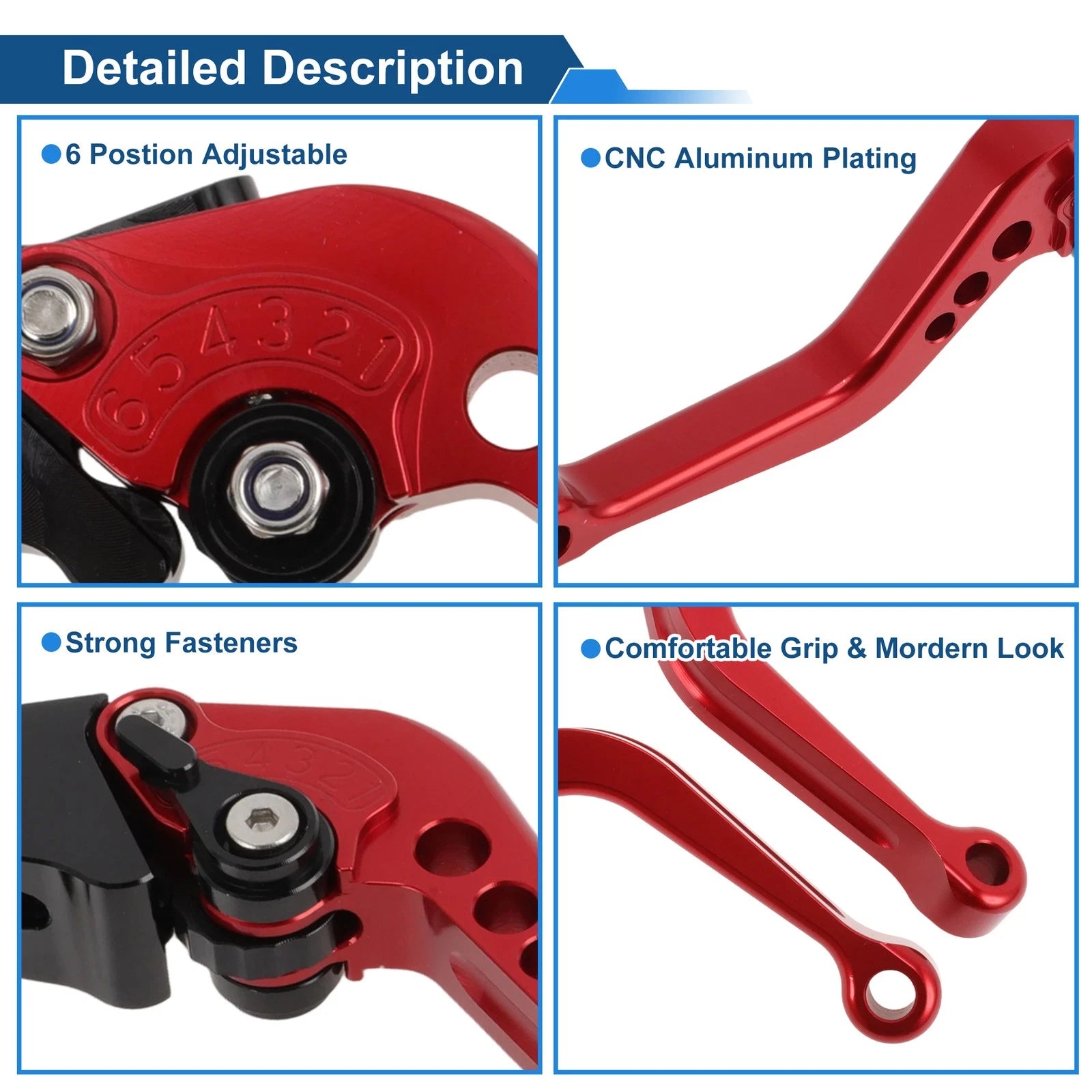 Adjustable Short Brake Clutch Levers 1 Pair for Suzuki GSXR750 (2004–2005) Red