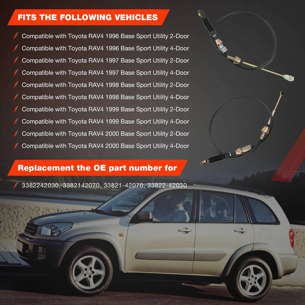 2X Manual Transmission Shift Control Cable for Toyota RAV4 (1996–2000) 33821-42070