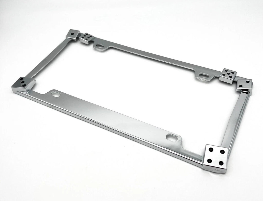 Chrome 3D Dice Metal License Plate Frame for Car Truck SUV (Universal)