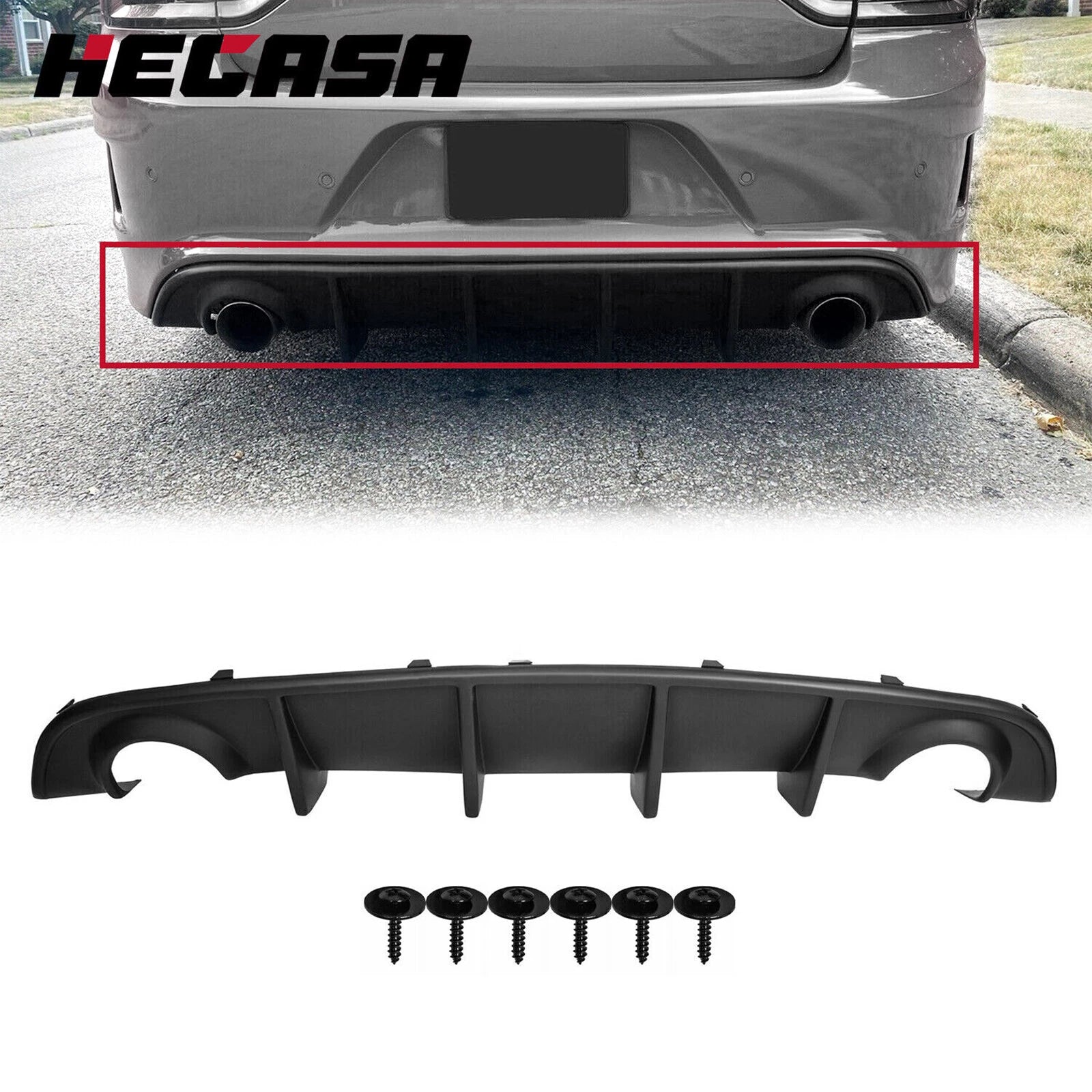 Rear Bumper Valance Diffuser for Dodge Charger SRT (2015–2023) Matte Black PP