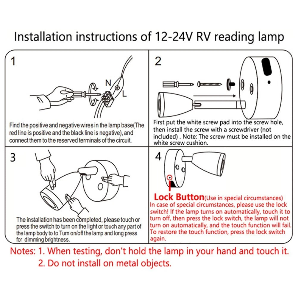 2X USB Rechargeable RV Reading Lamp for Boat and Van (Warm White Light)