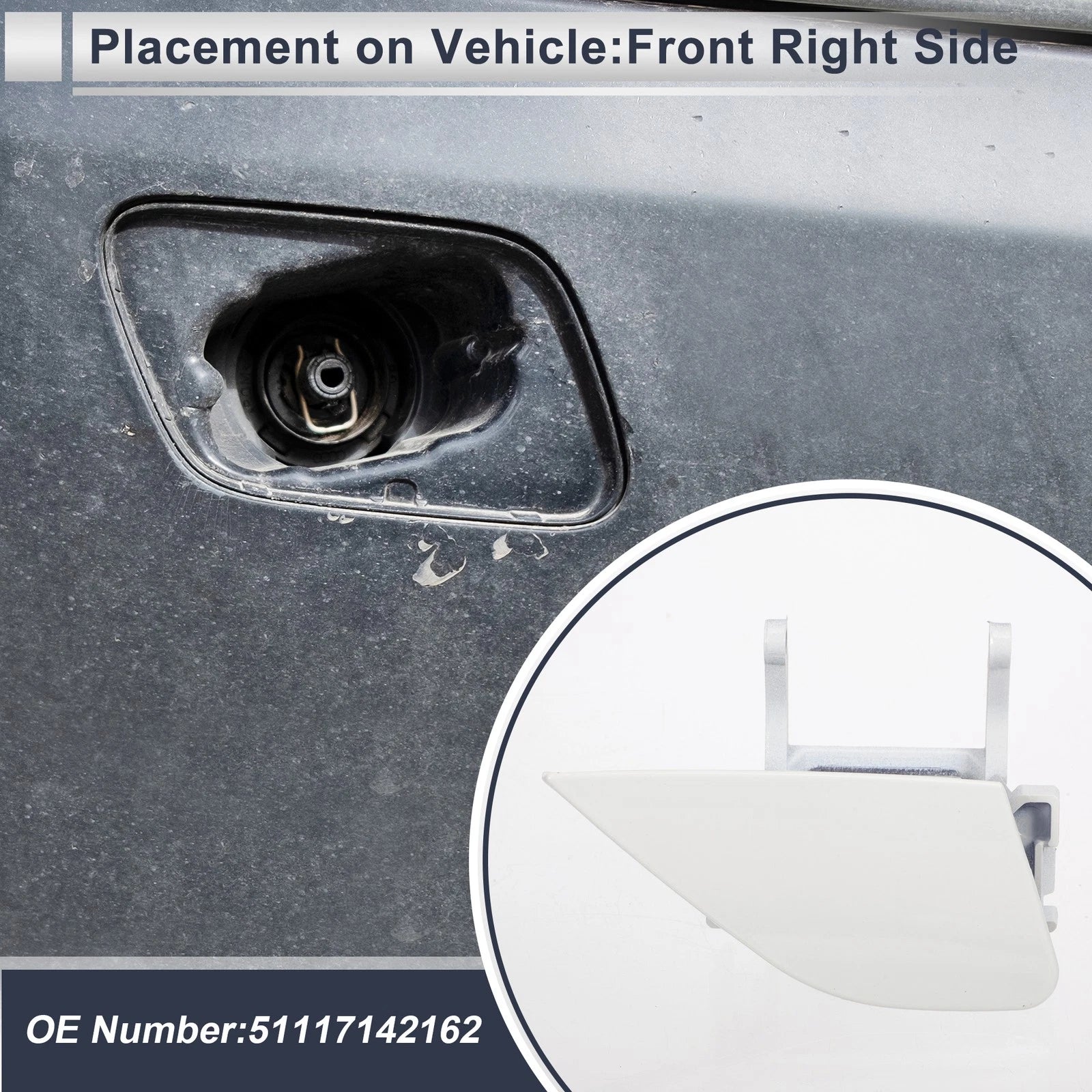 Headlight Washer Nozzle Cover Cap for BMW 750i (2010–2015) - White