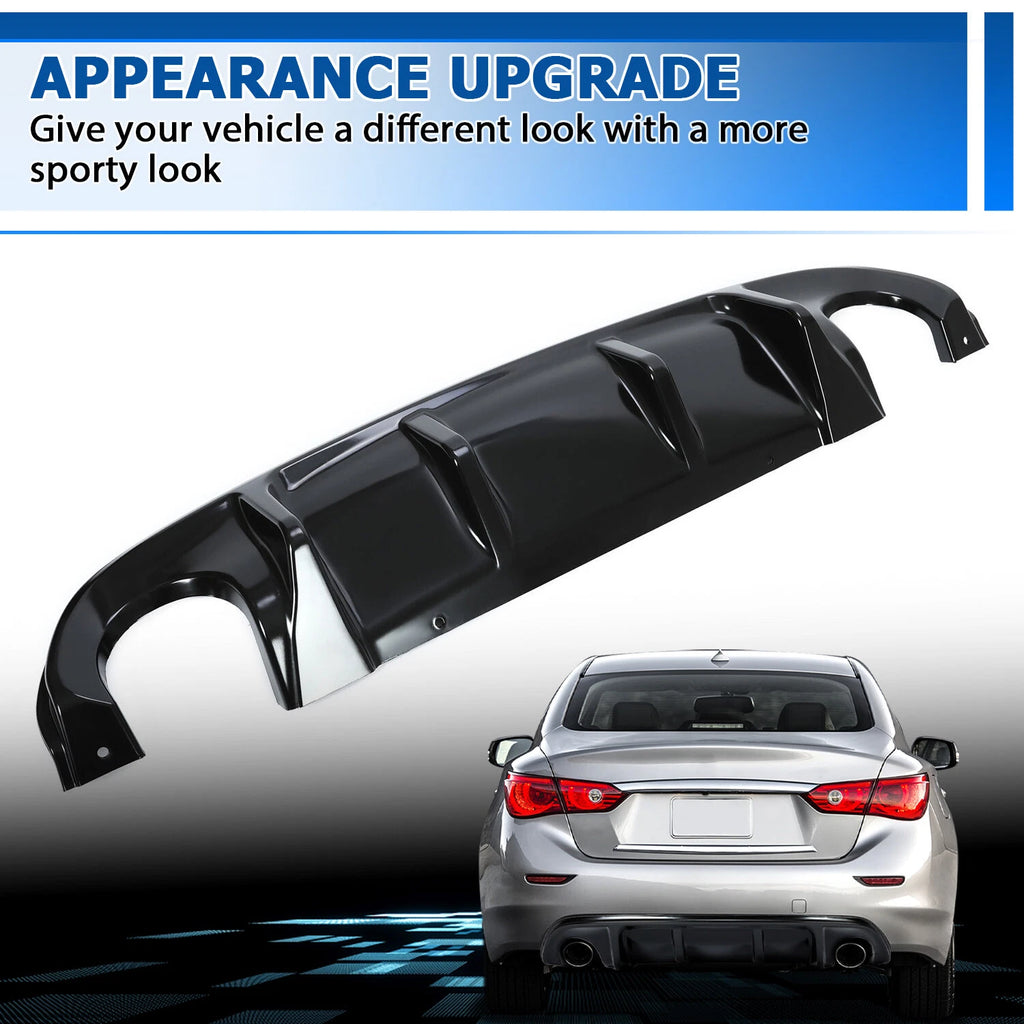 Gloss Black Rear Diffuser Bumper Lip Spoiler Splitter for Infiniti Q50 (2014–2017)