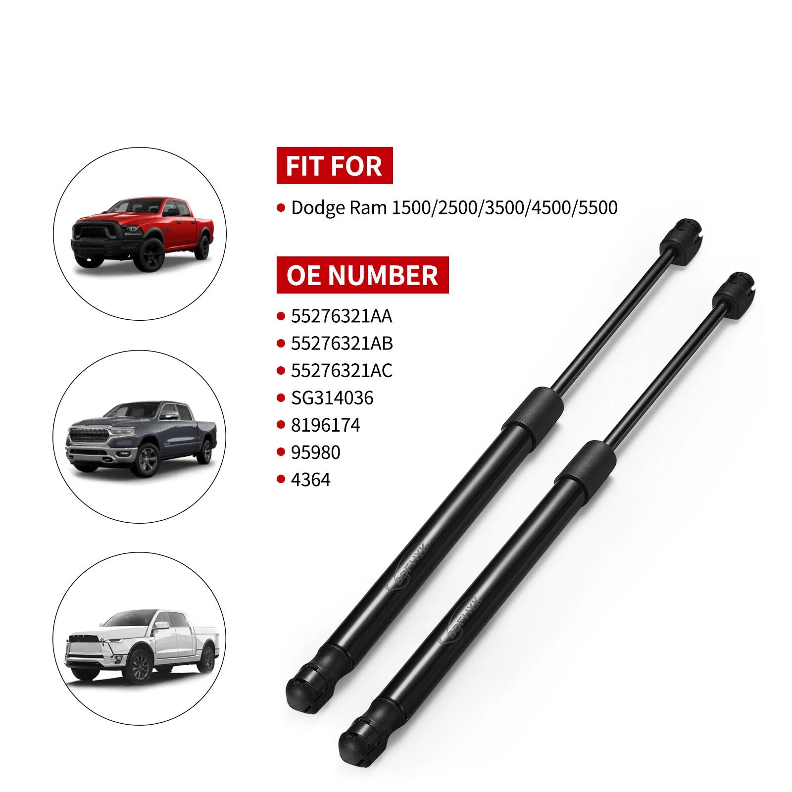 Hood Lift Supports Shocks Struts for Dodge Ram 1500 2500 3500 (2002–2010)