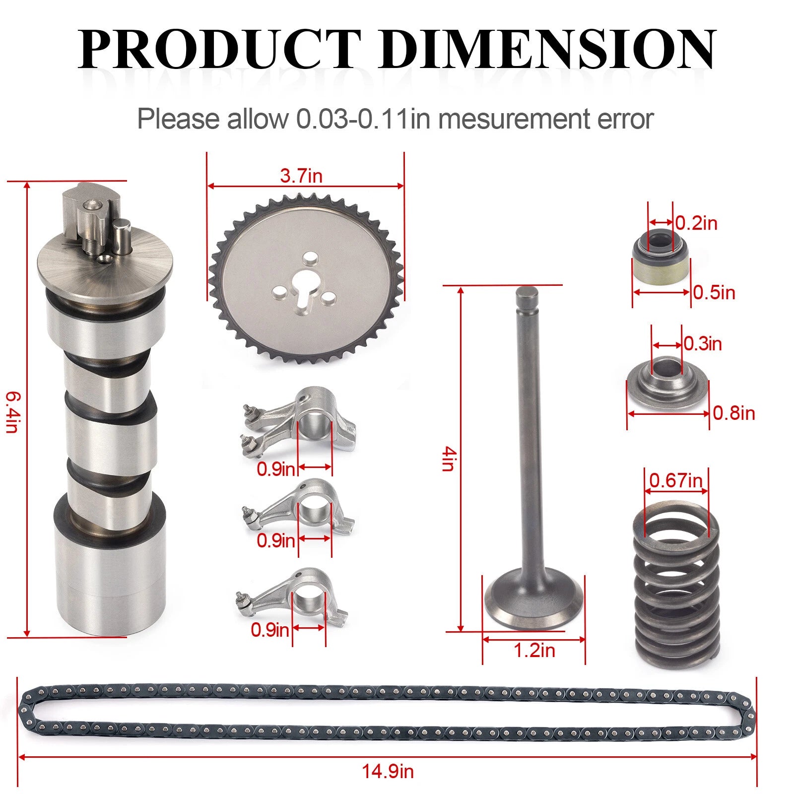 Rocker Arm Camshaft Gear Timing Chain & Valve Kit for Polaris Ranger (2005–2014)
