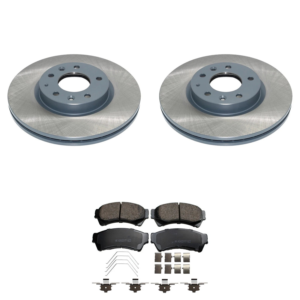 Set of 2 DuraGo Front Rotors & Akebono ProACT Ceramic Brake Pads for Ford Fusion/Milan/MKZ (2006–2012)