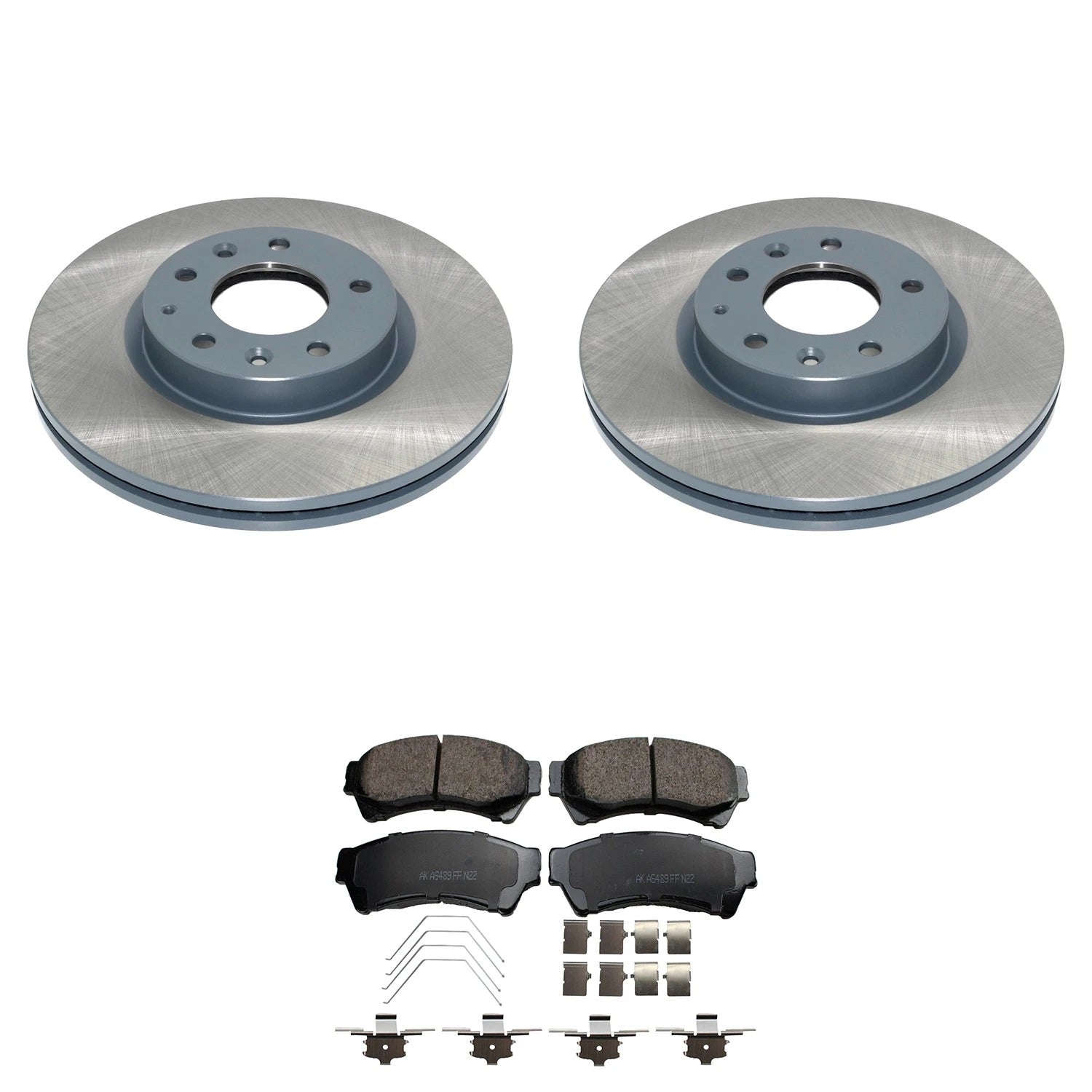 Set of 2 DuraGo Front Rotors & Akebono ProACT Ceramic Brake Pads for Ford Fusion/Milan/MKZ (2006–2012)