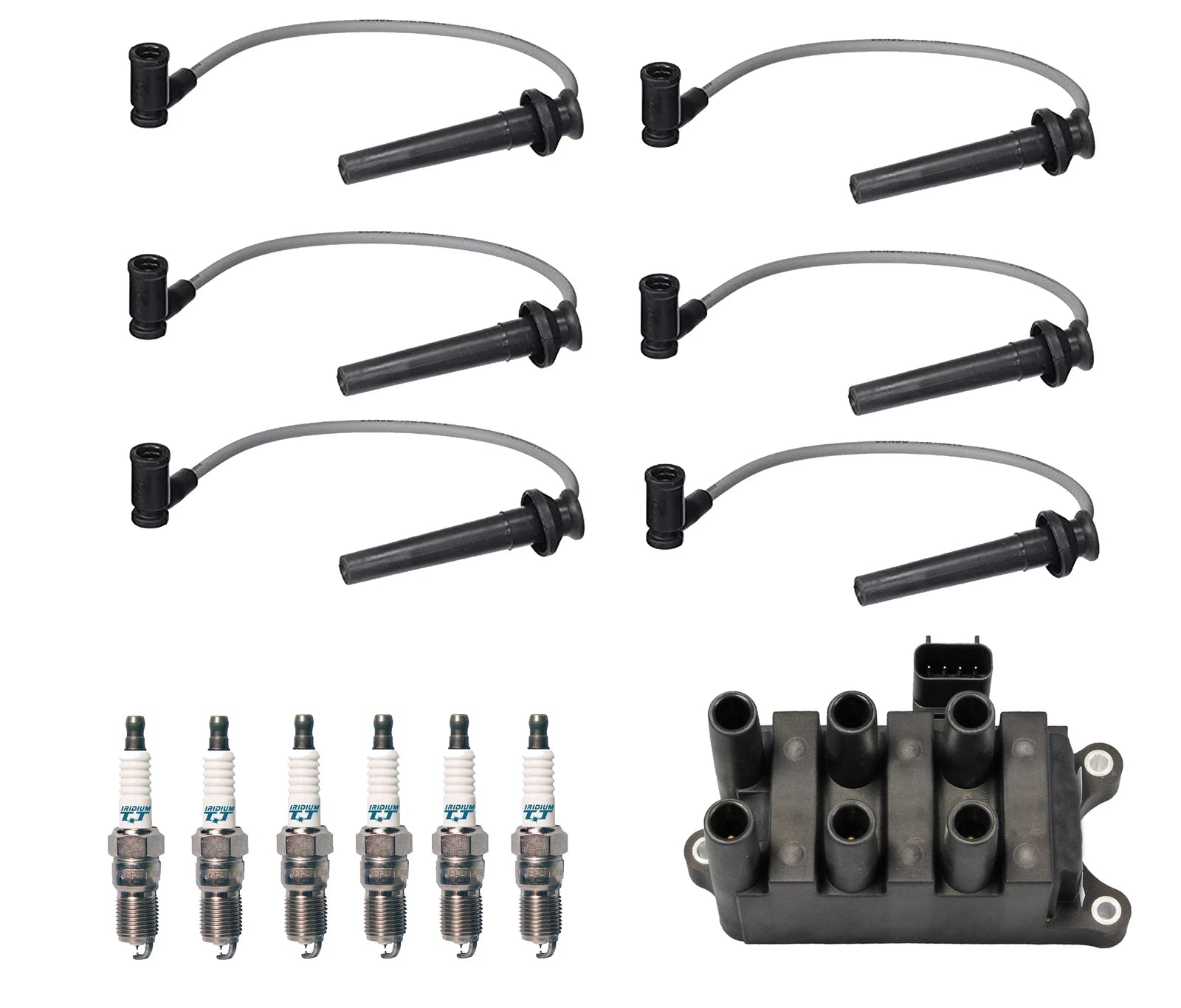 Set of 6 Denso Ignition Coil Wire Iridium TT Spark Plug for Ford Mercury 3.0 V6