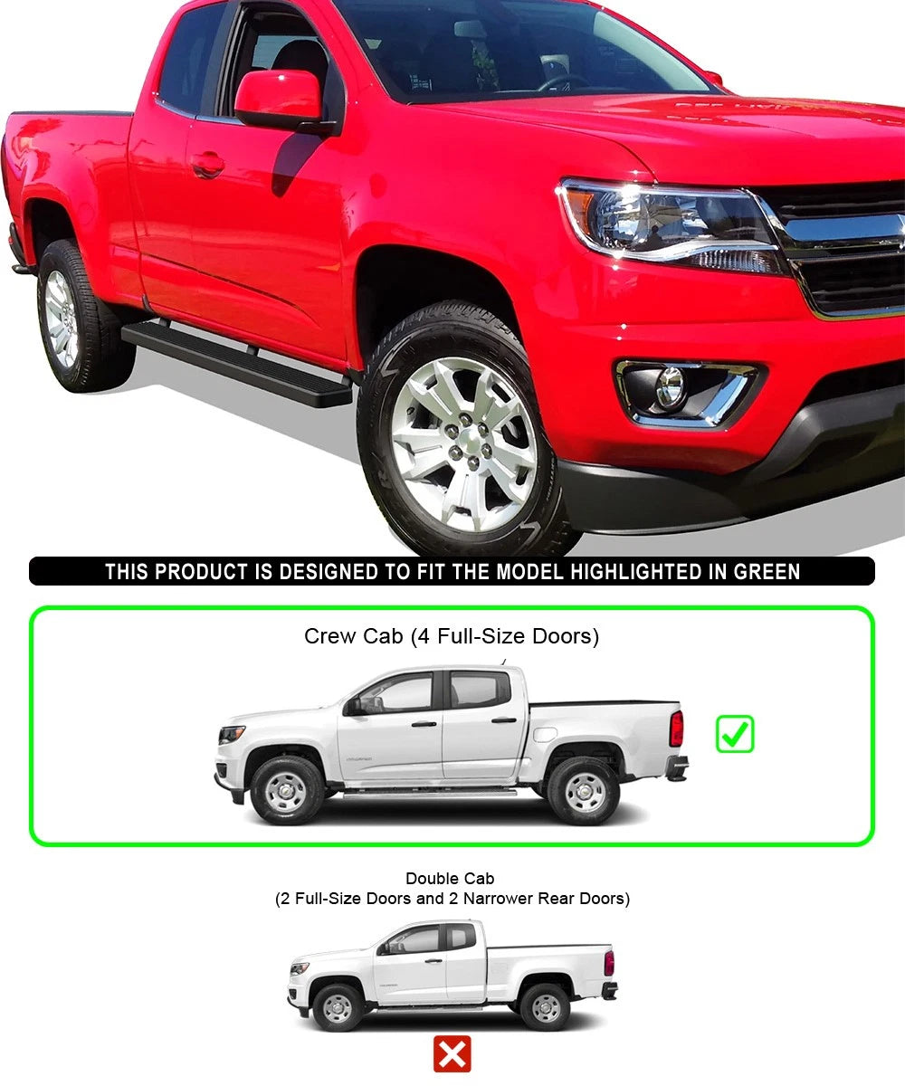 5-Inch Black Running Boards for Chevy Colorado GMC Canyon (2015–2026)