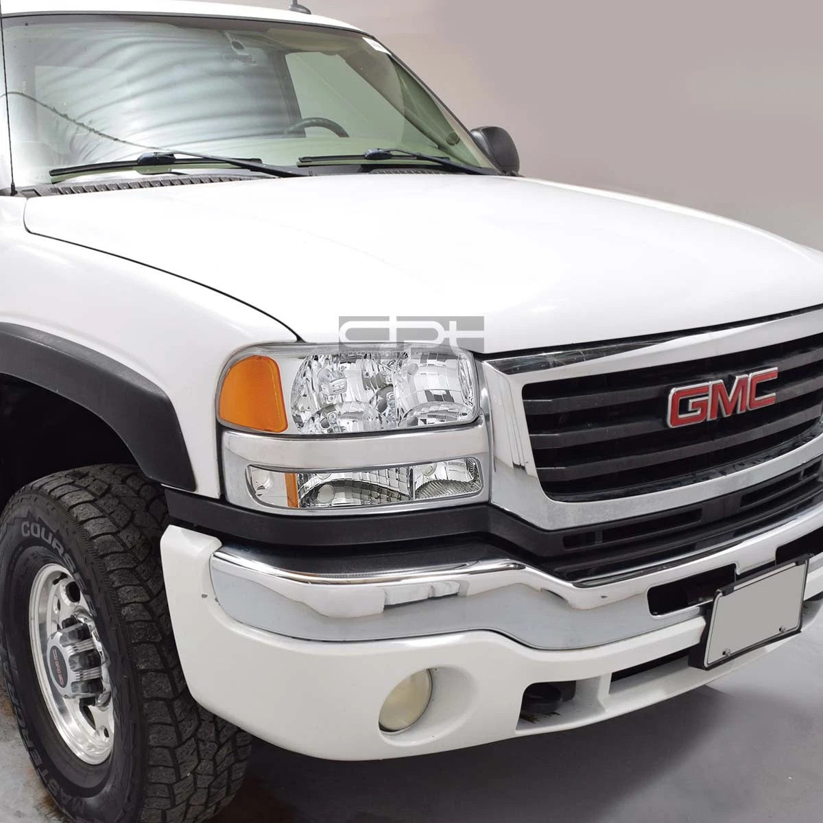 Chrome Amber Signal Headlights & Bumper Lamps for GMC Sierra (1999–2007)