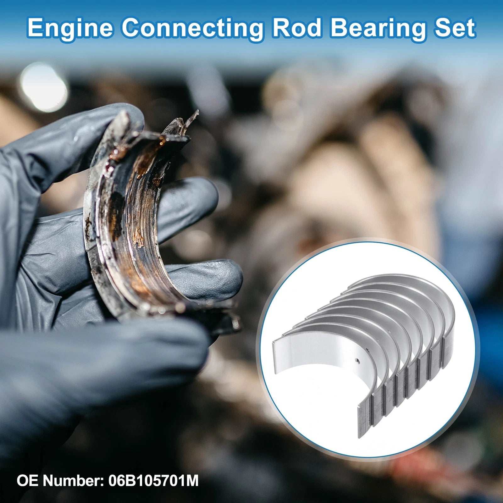 Connecting Rod Bearing Set No. 06B105701M for Volkswagen Passat (2000–2005) 8 Pcs