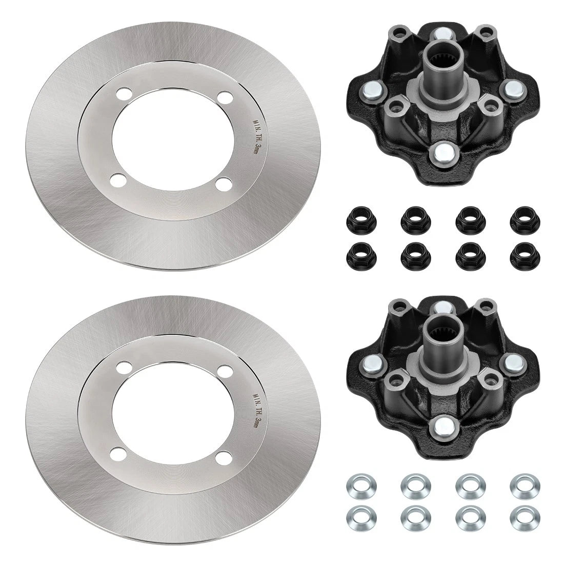 Set of 2 Front Wheel Hub & Disc Rotor w/Nuts for Suzuki LTA400/LTF400 (2002–2007)