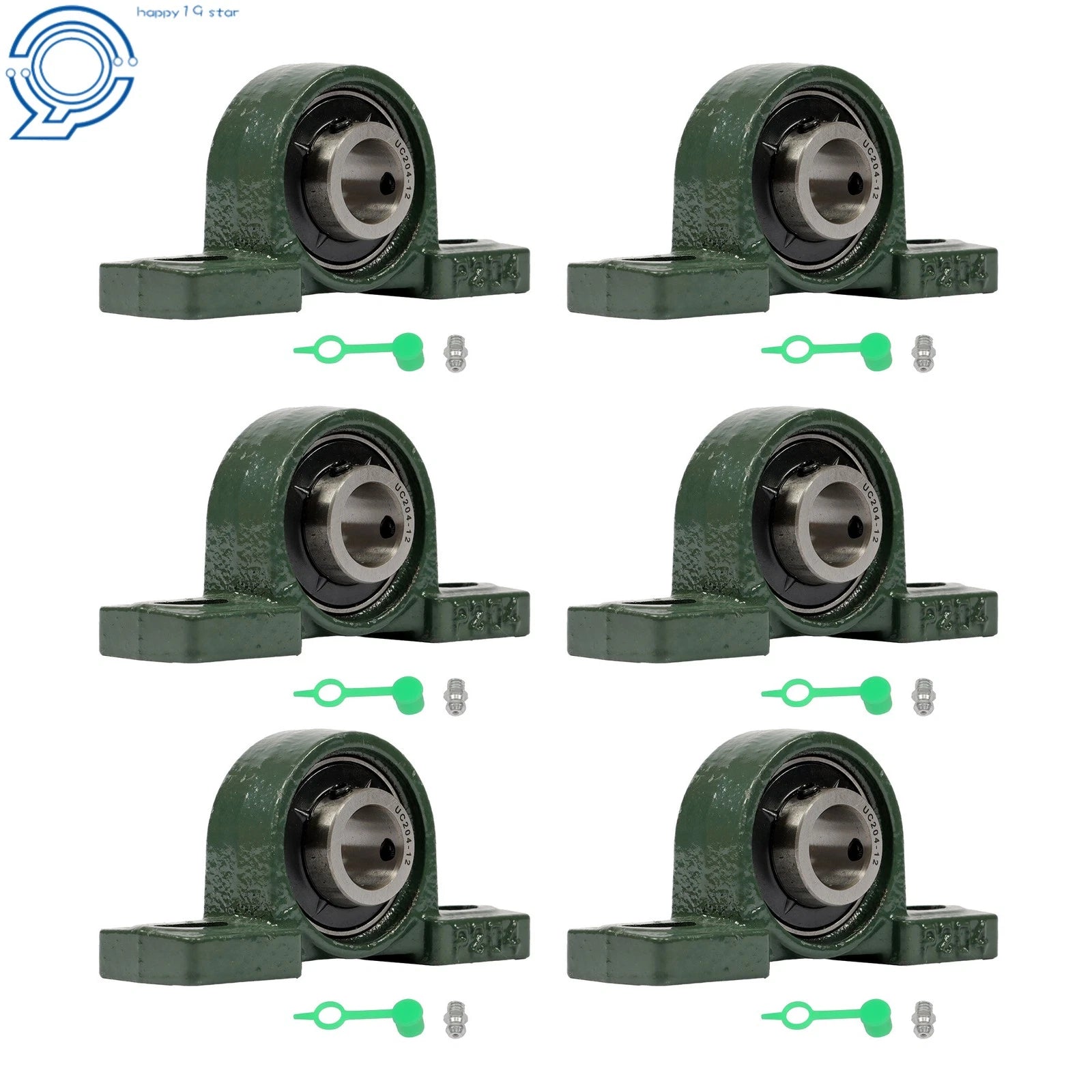 6X UCP204-12 Pillow Block Bearing for (Self-Aligning, 3/4" Bore)