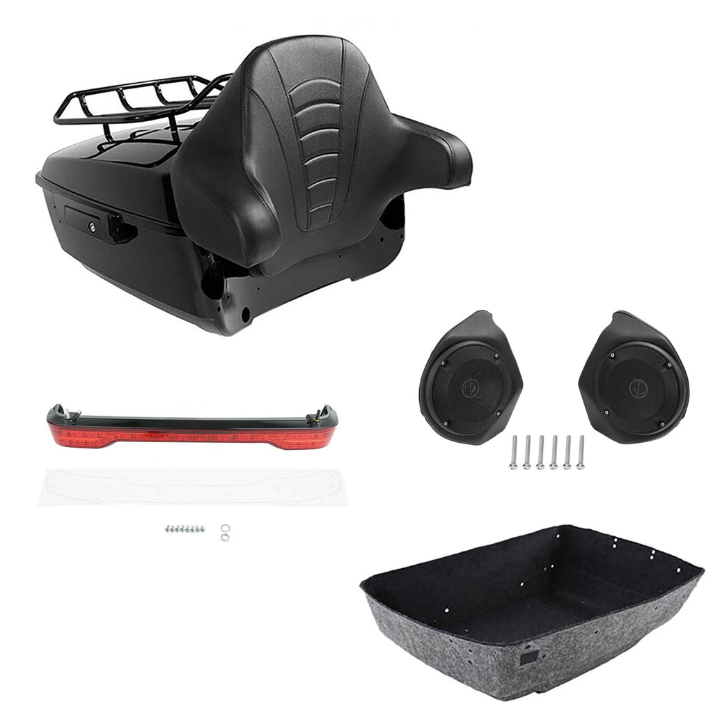Trunk Luggage Backrest Rack LED Light Speakers for Harley Touring (2014–2026)
