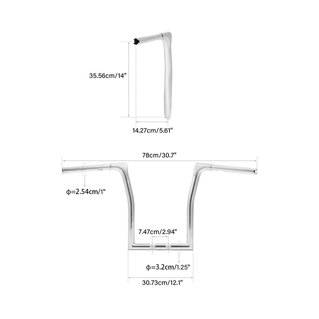 Chrome 14" Rise Ape Hanger Handlebar for Harley Touring Road King
