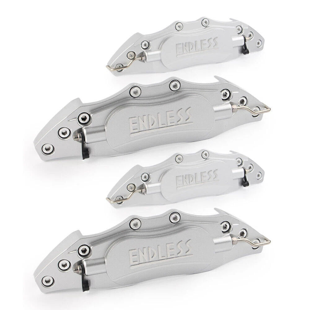 Set of 4 Front Brake Caliper Covers for Universal Fit (10.5") Silver Metal 3D