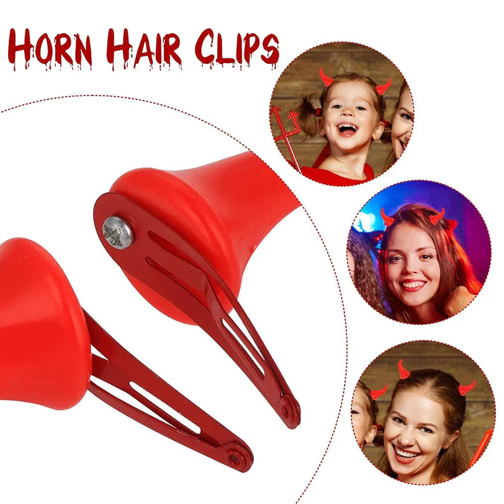 Red Devil Horns Hair Clips for Cosplay Halloween (Small)
