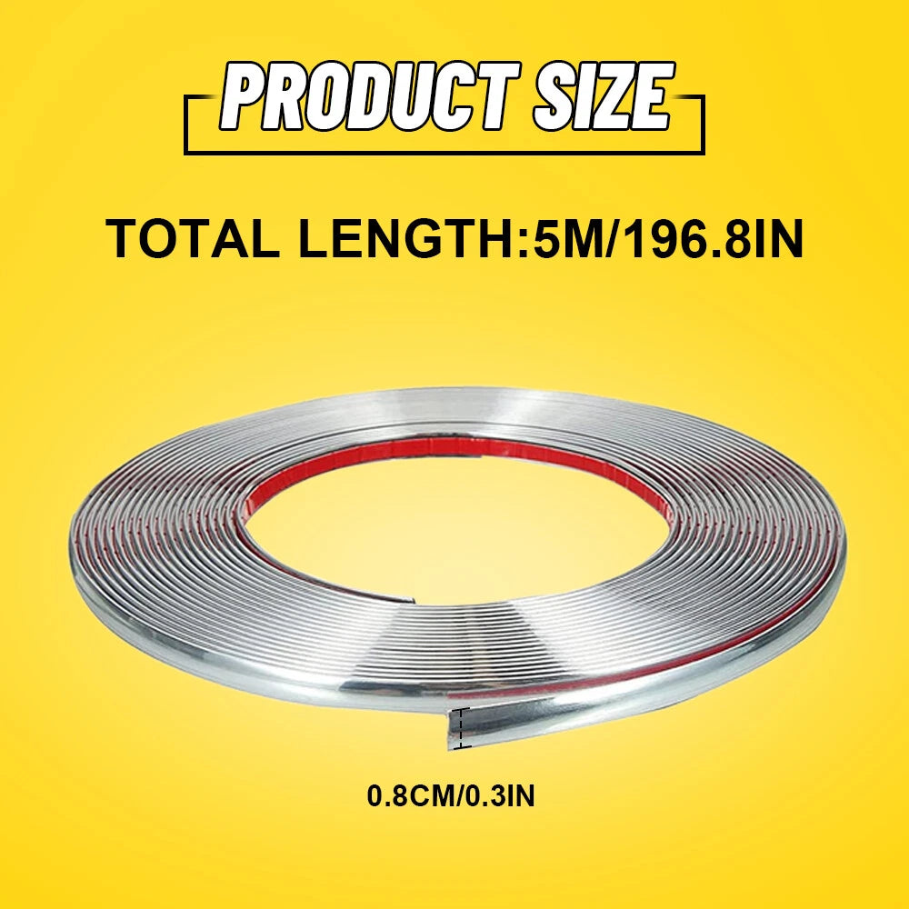 Chrome Molding Trim for Universal Vehicles (16ft x 0.8cm)