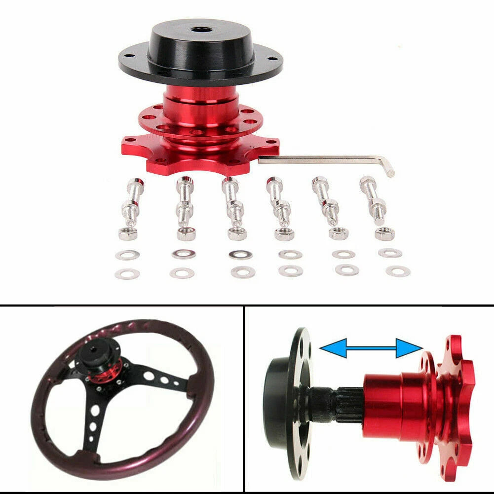 Quick Release Steering Wheel Hub Adapter for Universal Cars (Red)