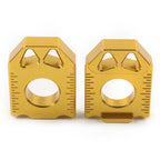 2X CNC Rear Chain Adjuster Axle Block for Suzuki DRZ400SM (2004–2015) Gold