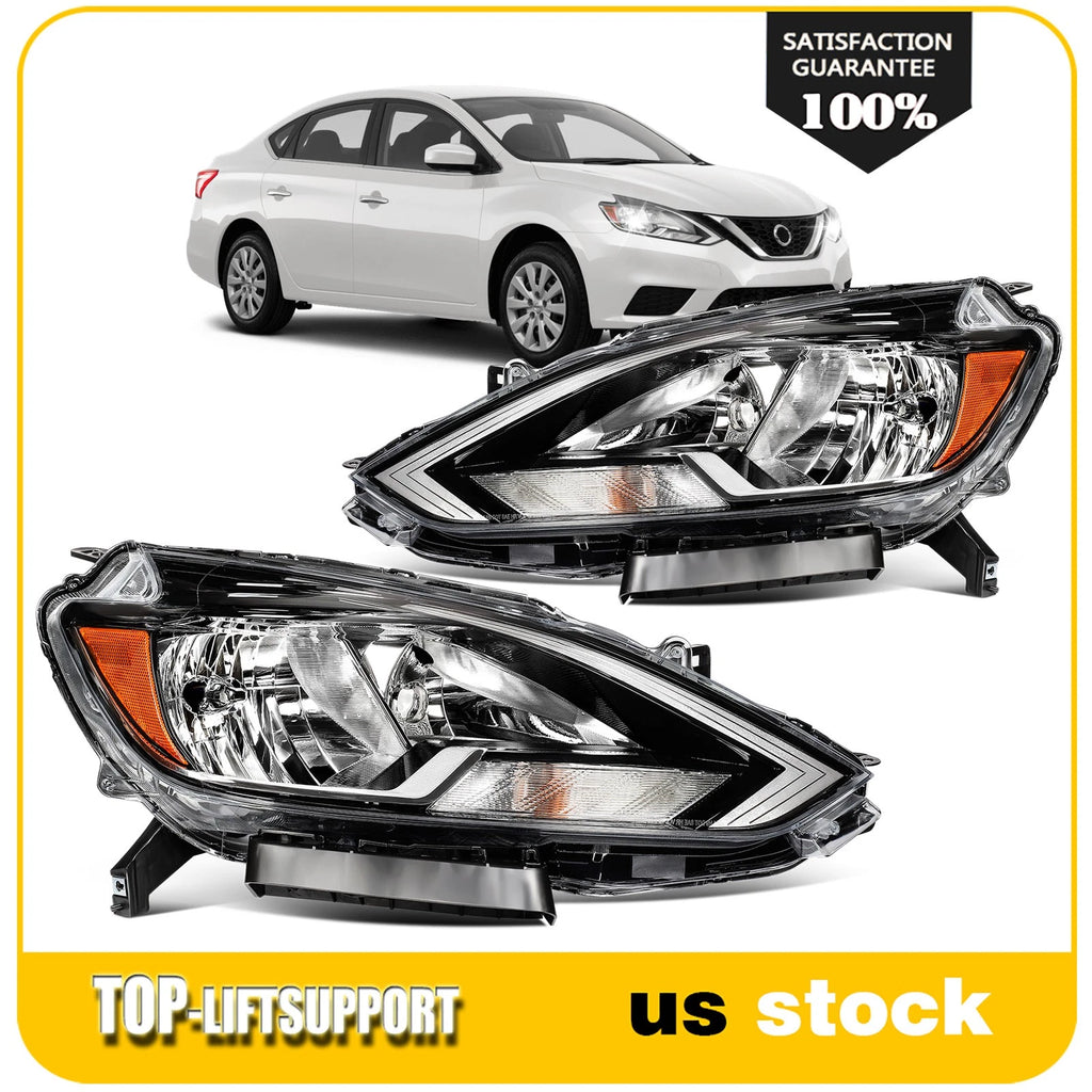 Halogen Headlight Assembly for Nissan Sentra (2016–2019) Black Housing